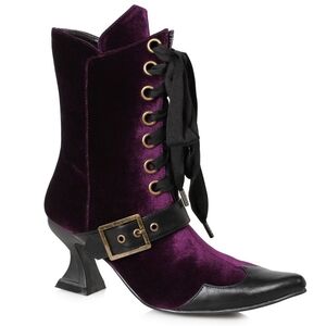 Elegant Purple and Black Women's Ankle Boots By ELLIE